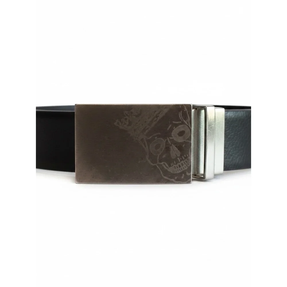 Robert Graham Reversible Belt 36 Black Brown Skull Crown Buckle RG306086 Edgy